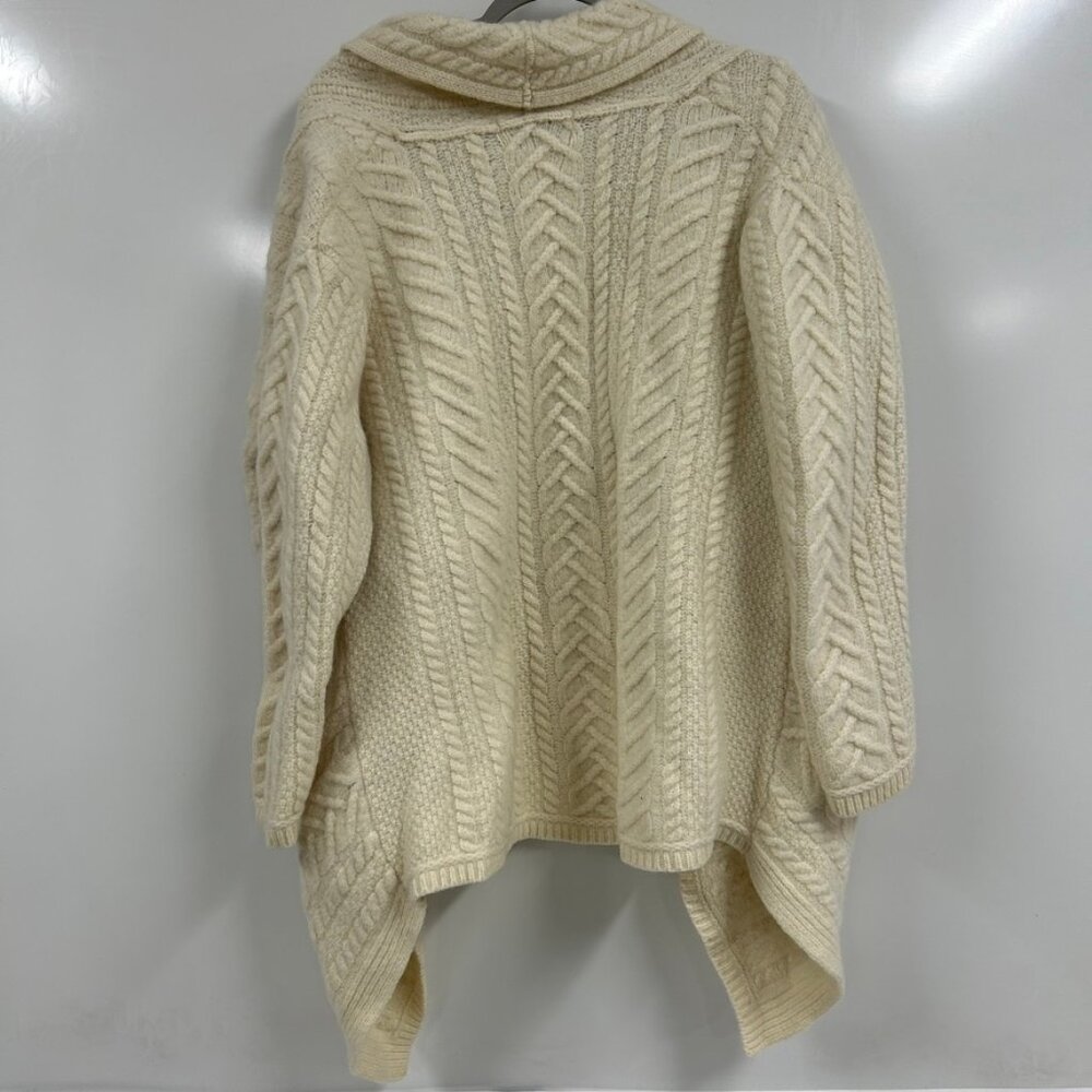 Aran Crafts 100% Merino Wool Irish Cable Knit Cardigan XL Old Money Preppy Luxe - Picture 3 of 8